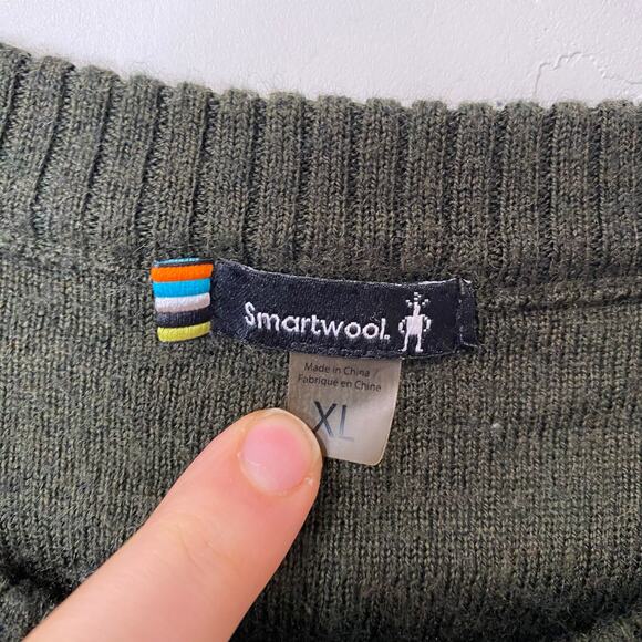 Smartwool Men's Kiva Ridge Reverse Jersey Stripe Crew Sweater Olive Green XL - Picture 3 of 8